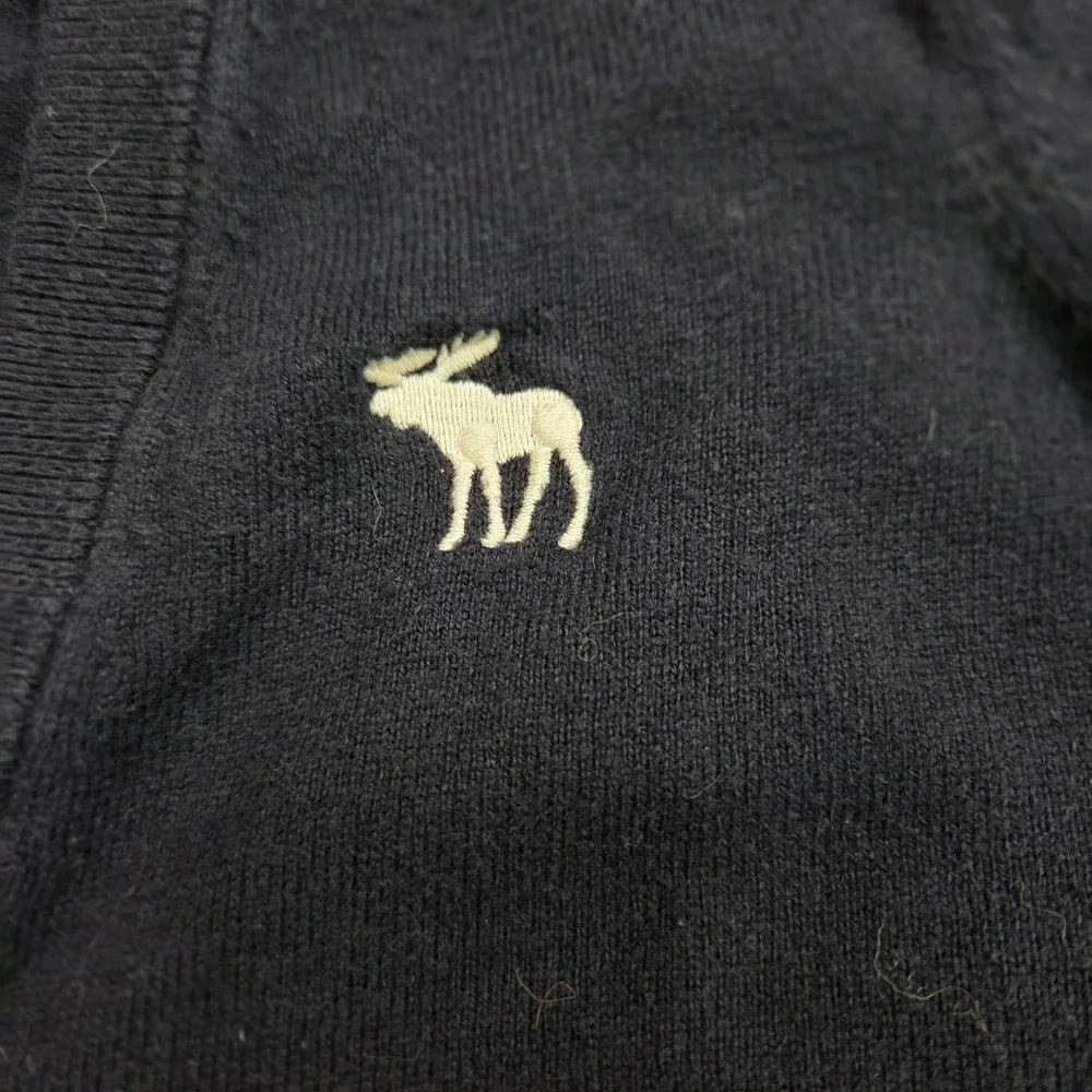 Abercrombie‎ Fitch Navy V Neck Long Sleeve Sweater Classic Logo Women M - Picture 5 of 7